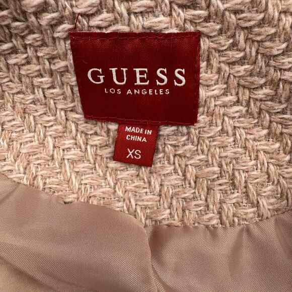 Guess Pink Boucle Double Breasted‎ Wool Pea Coat Cutaway Winter Dress Coat XS - Picture 3 of 16